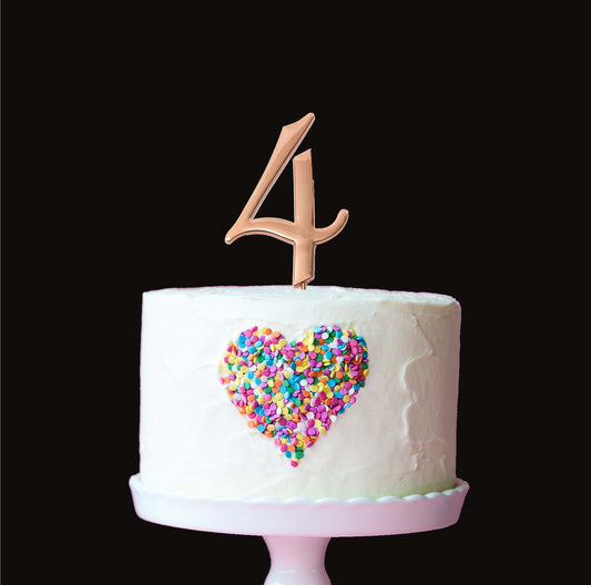 Birthday Cake Topper Number 4 Rose Gold 2.75in