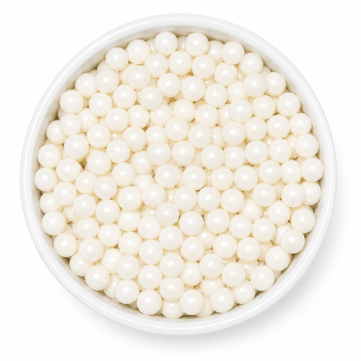 White Sugar Pearls 6mm – Edible Cake Dragees, 2 oz
