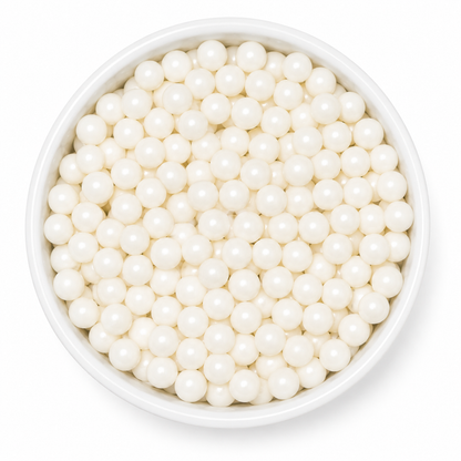 White Sugar Pearls 6mm – Edible Cake Dragees, 2 oz