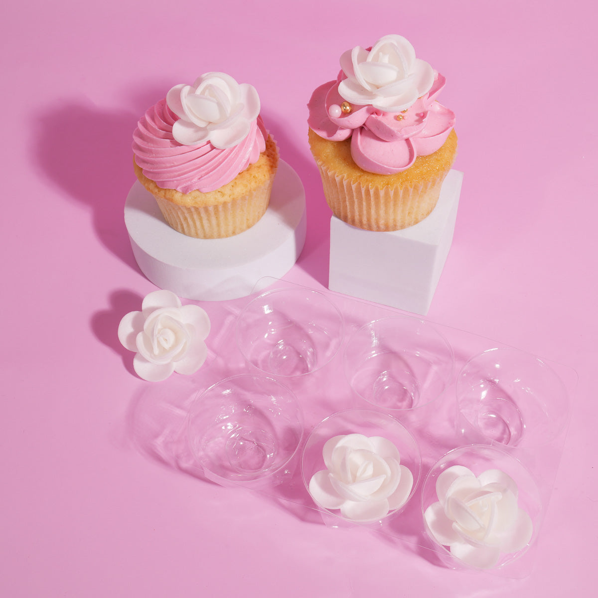 White Wafer Paper Rosettes 6-Count