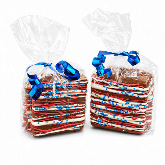 Candyland Chocolate Drizzled Graham Stacks