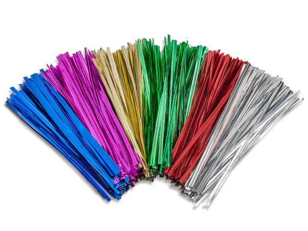 Red Metallic Twist Ties 6" 100-count