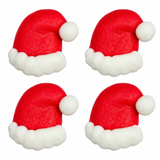 Mini Santa Hat Royal Icing Decorations – 5/8 Inch, 10 Count