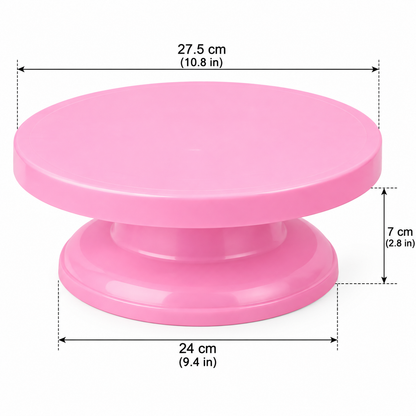 Pink 11" Cake Decorating Turntable – Rotating Plastic Cake Stand