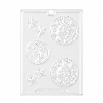 Celestial Chocolate Bar Mold – Moon & Star Round Breakable Candy Bar Mold