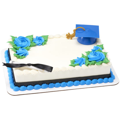 Blue Graduation Cap With Tassel Cake Topper
