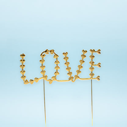 Valentines Gold Metal Cake Topper - LOVE
