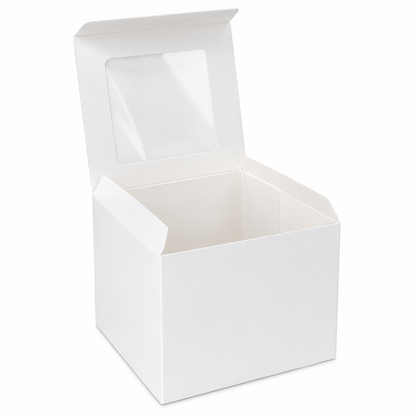 White Window Cupcake & Treat Box – 4 x 4 x 4 Inch, 5 Count