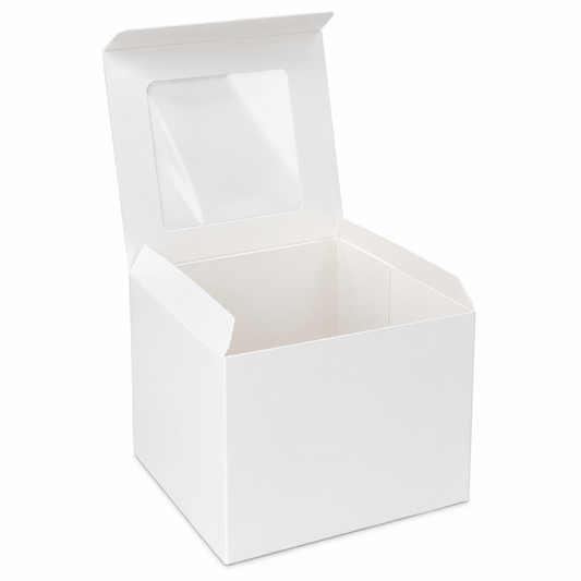 White Window Cupcake & Treat Box – 4 x 4 x 4 Inch, 5 Count
