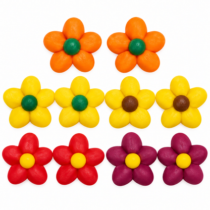 Autumn Flower Royal Icing Decorations – 1 1/8 Inch, 10 Count