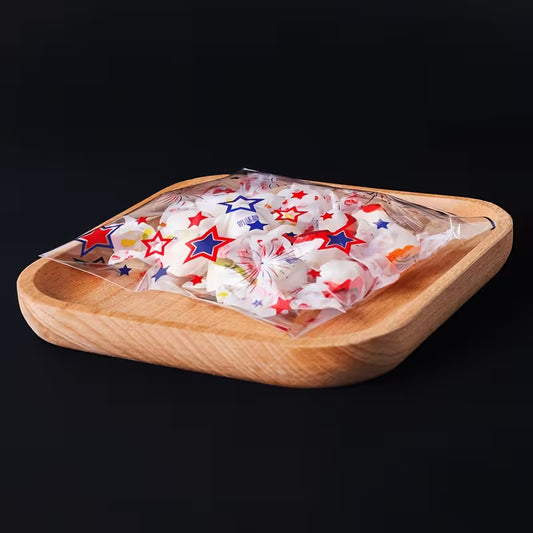 Patriotic Red, White & Blue Cello Treat Bags Self Sealing 25 Count 4x4