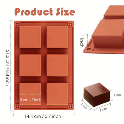 Silicone Square Baking Pan for Brownies, Rice Krispies, Cakes 6 Cavities