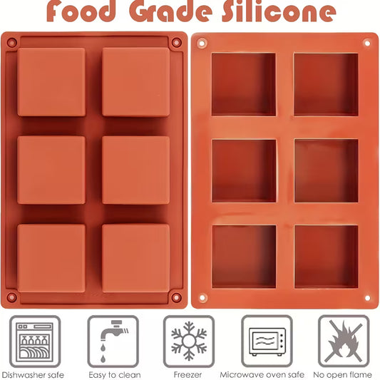 Silicone Square Baking Pan for Brownies, Rice Krispies, Cakes 6 Cavities