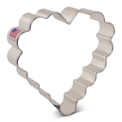 Scalloped Heart Cookie Cutter, 4". (Bag of 1 Dozen)