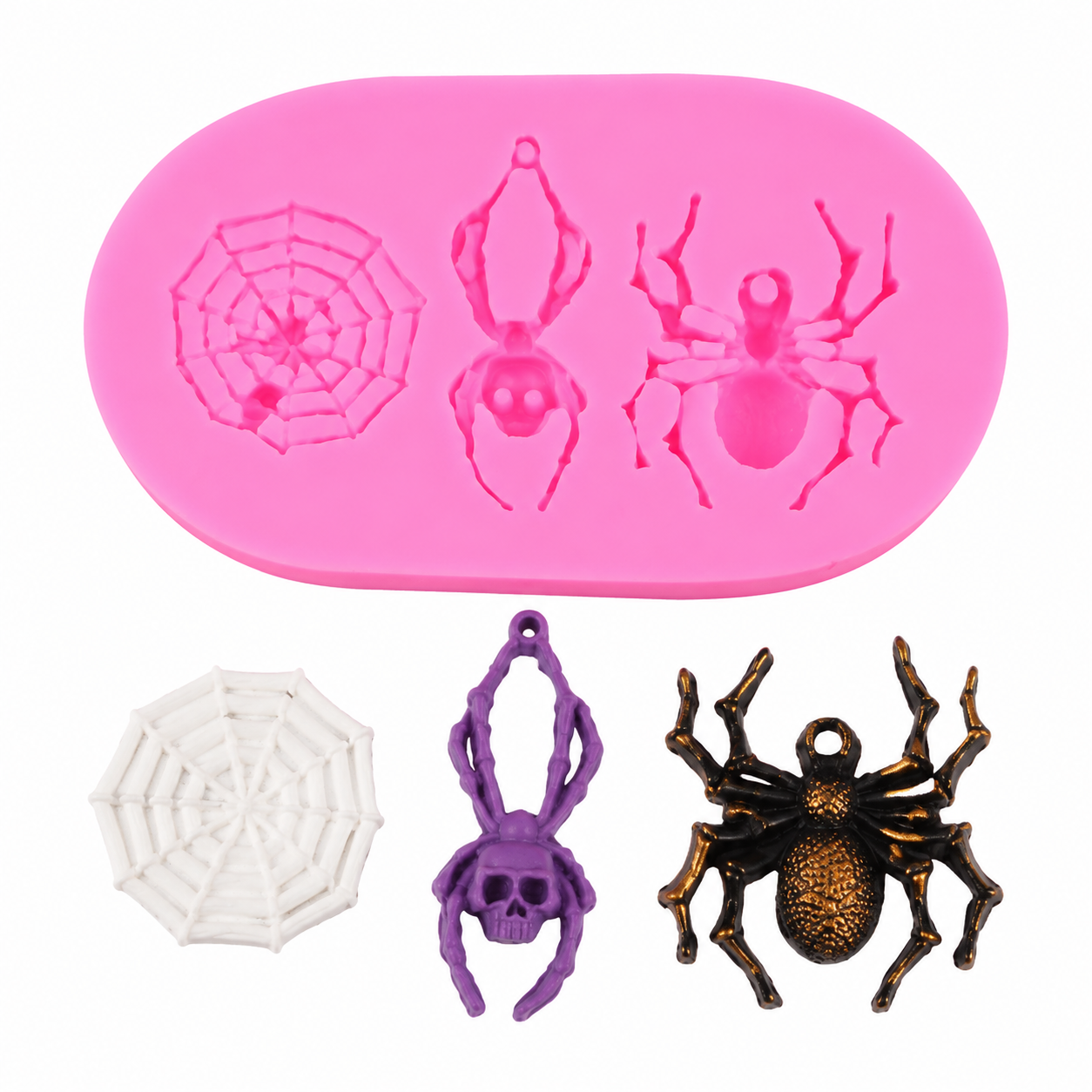 Spider & Spider Web Silicone Mold | Halloween Fondant, Chocolate & Candy Mold