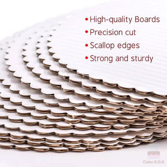 12in White Scalloped Cake Board