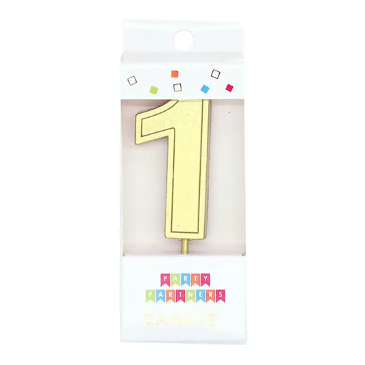 Number 1 Gold Metallic Candle