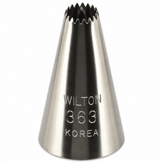 Fine-Ridged Stars, Drop Flowers & Textured Borders Piping Tip – Wilton #363