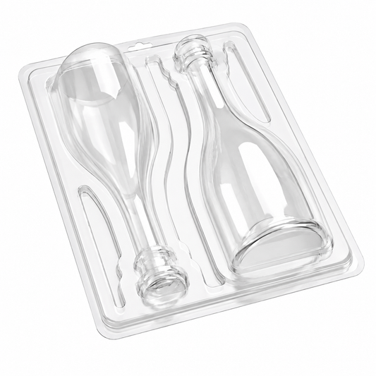 Professional Champagne Bottle POM Chocolate Mold with Silicone Insert