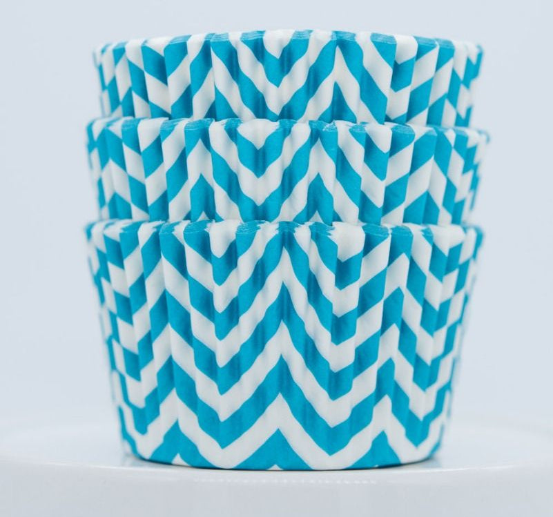 Teal Chevron Cupcake Liners 50-count