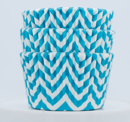 Teal Chevron Cupcake Liners 50-count
