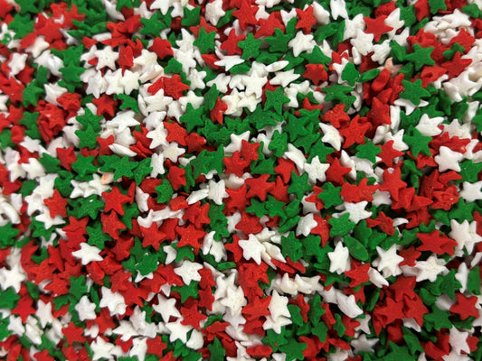 Christmas Star Confetti Red White And Green 6oz