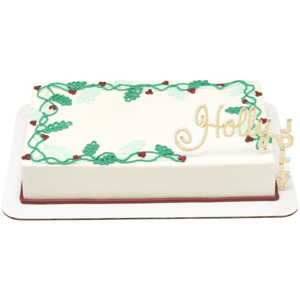 Holly Jolly Gold Cake Topper