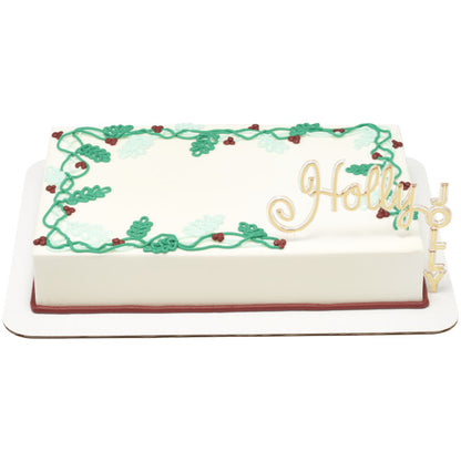 Holly Jolly Gold Cake Topper