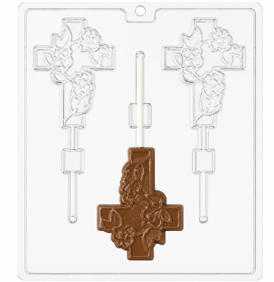Fancy Cross Lollipop Mold 3 Cavities