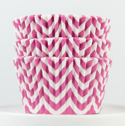 Pink Chevron Cupcake Liners 50-count