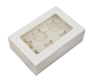 Cupcake Box with Window – Holds 6, White Bakery Box