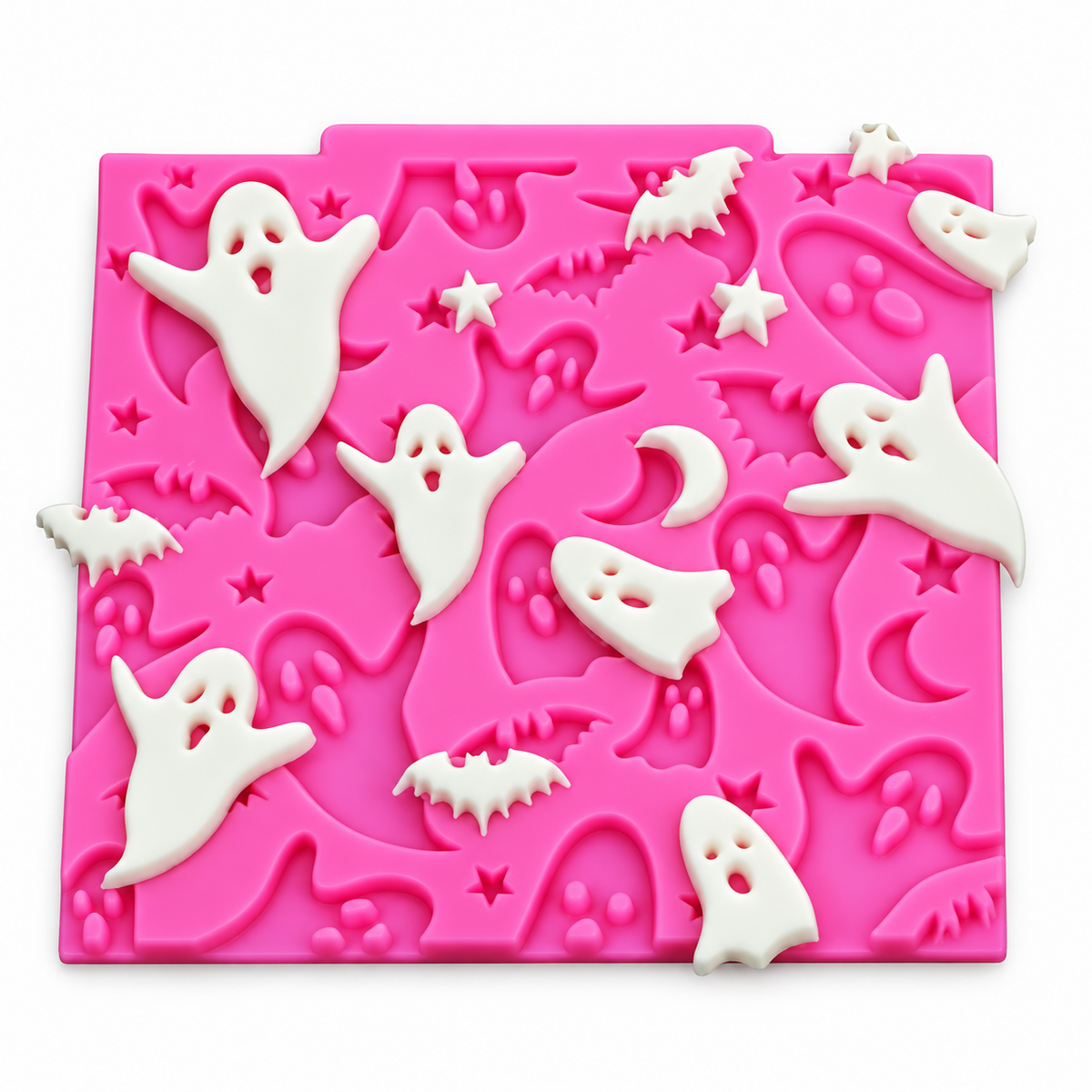 Halloween Ghost Fondant Mold - Silicone Cake Decorating Mat with Bats & Stars