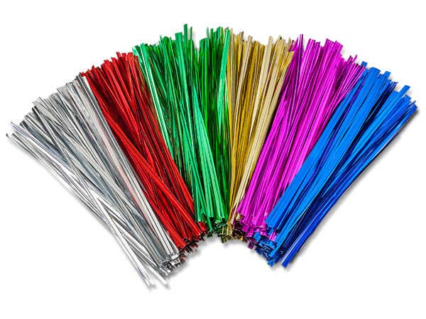 Red Metallic Twist Ties 6" 100-count