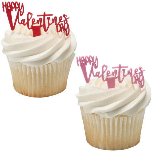 Happy Valentine's Day Cupcake Picks Toppers 12 Count