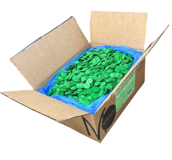 Merckens Dark Green Chocolate Wafers 25lbs Bulk Case