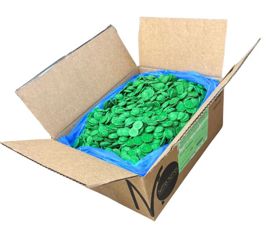 Merckens Dark Green Chocolate Wafers 25lbs Bulk Case