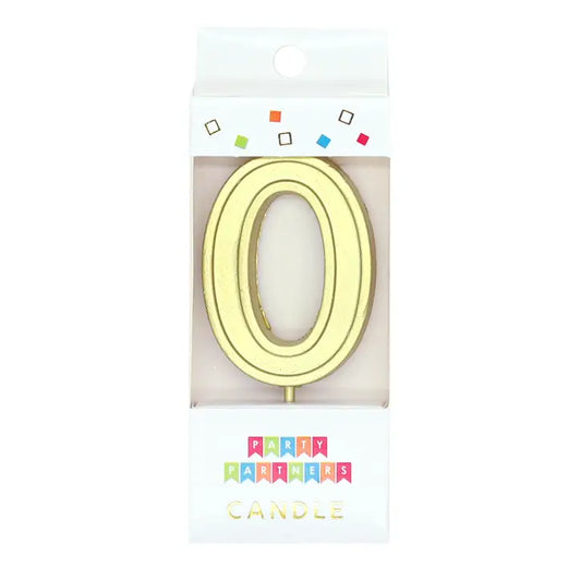 Number 0 Gold Metallic Candle
