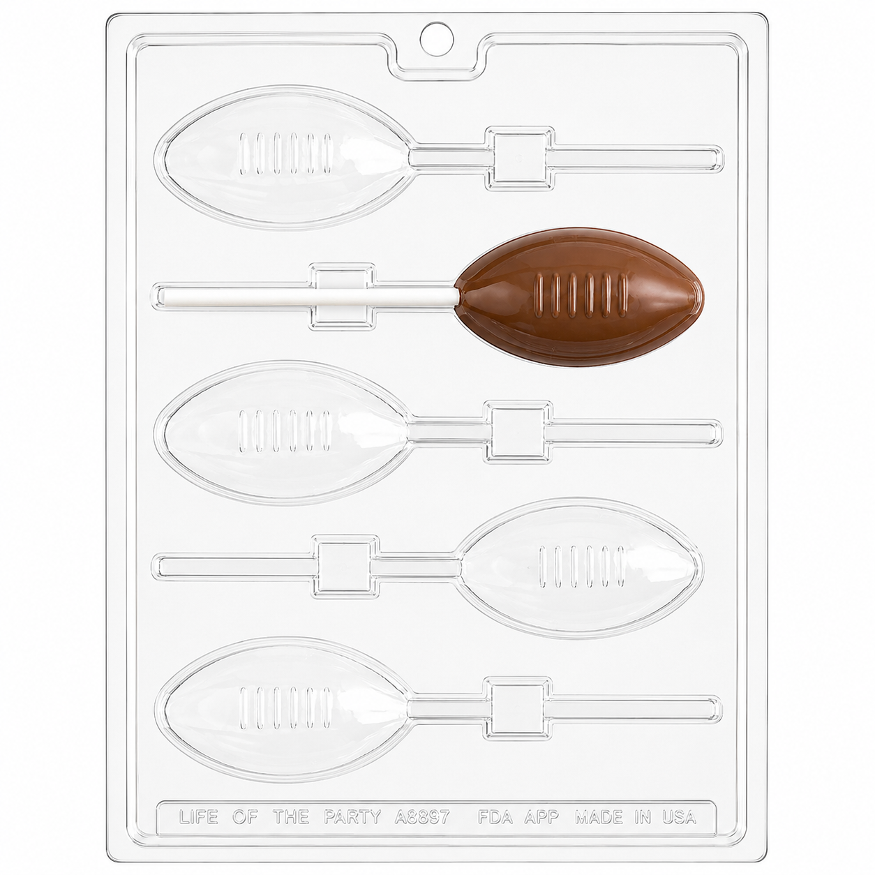 Life of the Party Football Chocolate Lollipop Mold 5 Cavity