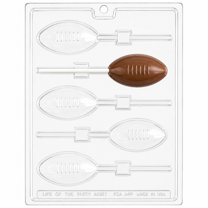 Life of the Party Football Chocolate Lollipop Mold 5 Cavity