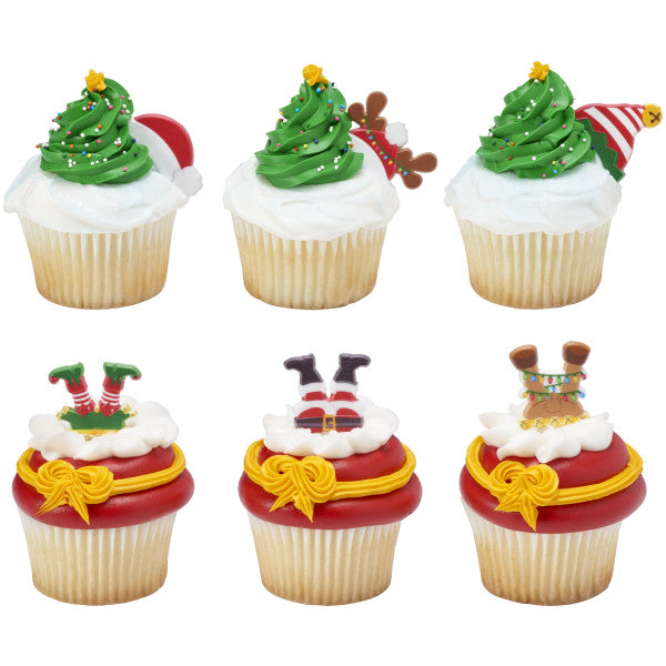 Cupcake Topper Christmas Whimsical Hands And Feet 12 Count