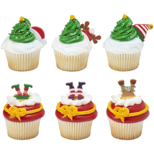 Cupcake Topper Christmas Whimsical Hands And Feet 12 Count