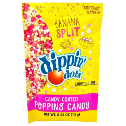 Dippin' Dots Banana Split candy package on a white background