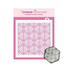 Geometric Leaf Cookie Stencil – Botanical Pattern