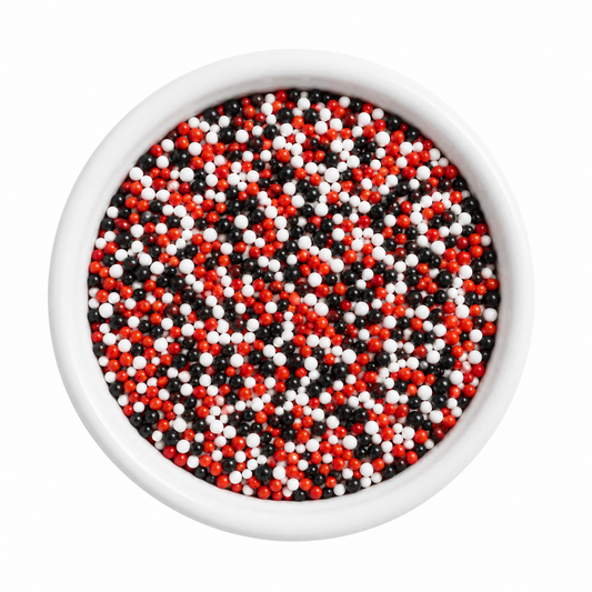 Scarlet Red Black and White Graduation Nonpareil Mix