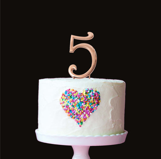 Birthday Cake Topper Number 5 Rose Gold 2.75in