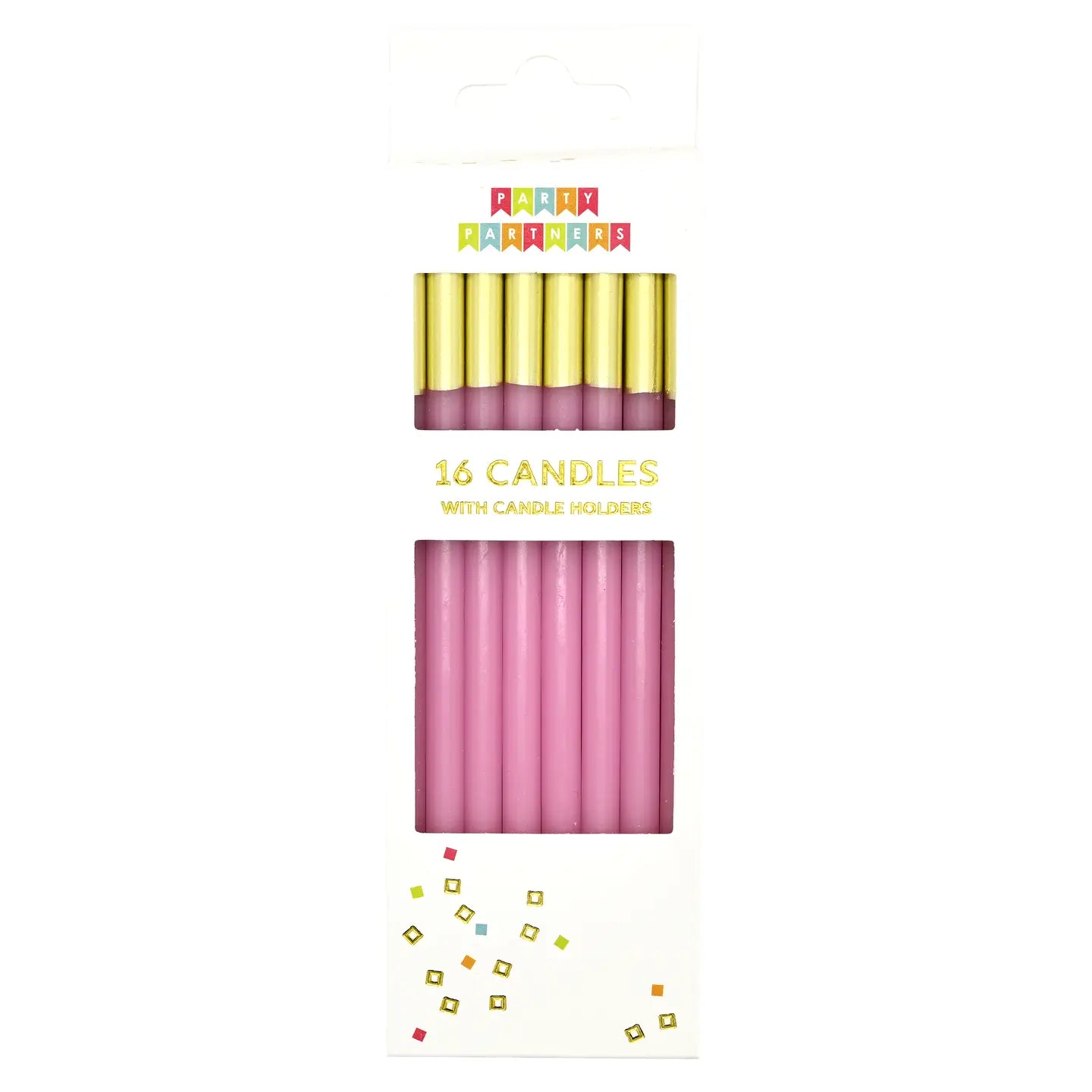 Birthday Candles Pink and Gold Set of 16