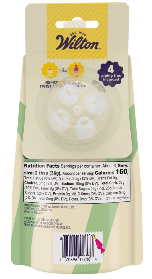 Green Decorator Icing Pouch with 4 Piping Tips 7.5oz