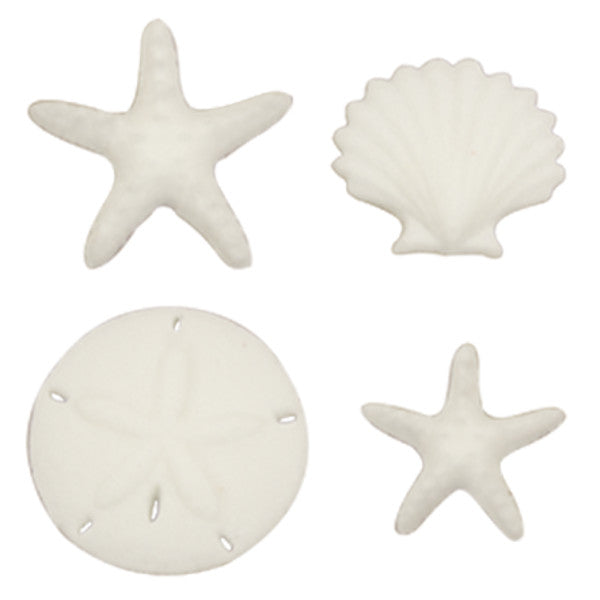 Beach Theme Edible Sugar Decorations | DecoPac Beachcomber Dec-Ons® Seashell & Starfish Cupcake Toppers