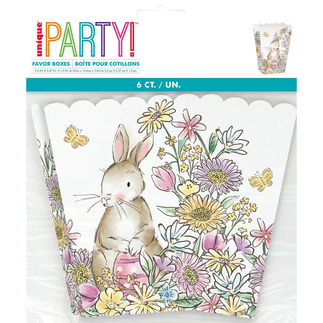 Easter Whimsy Scalloped Edge Paper Treat Boxes 6ct