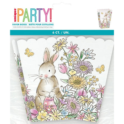 Easter Whimsy Scalloped Edge Paper Treat Boxes 6ct